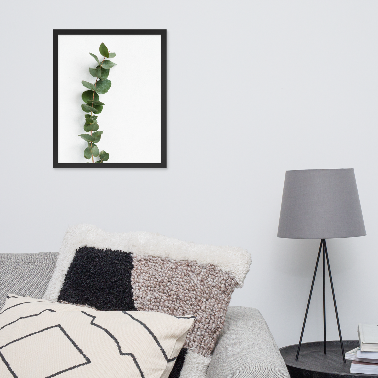 Framed Minimalist Eucalyptus Leaf Print – Modern Botanical Wall Art - StylishKnots