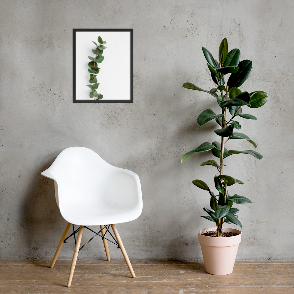 Framed Minimalist Eucalyptus Leaf Print – Modern Botanical Wall Art - StylishKnots