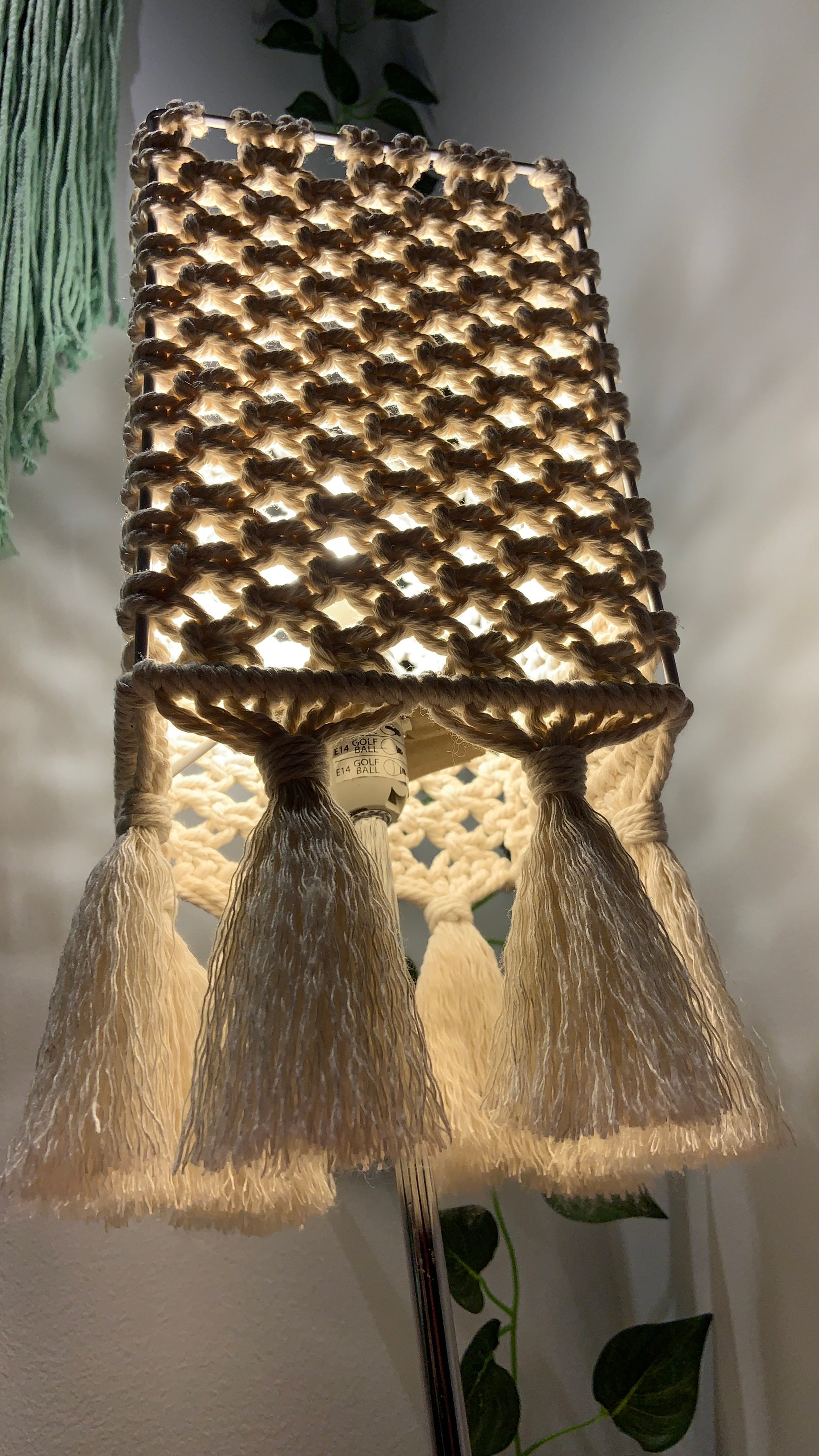Boho Glow Macrame Lampshade – Handwoven Cozy Light Accent