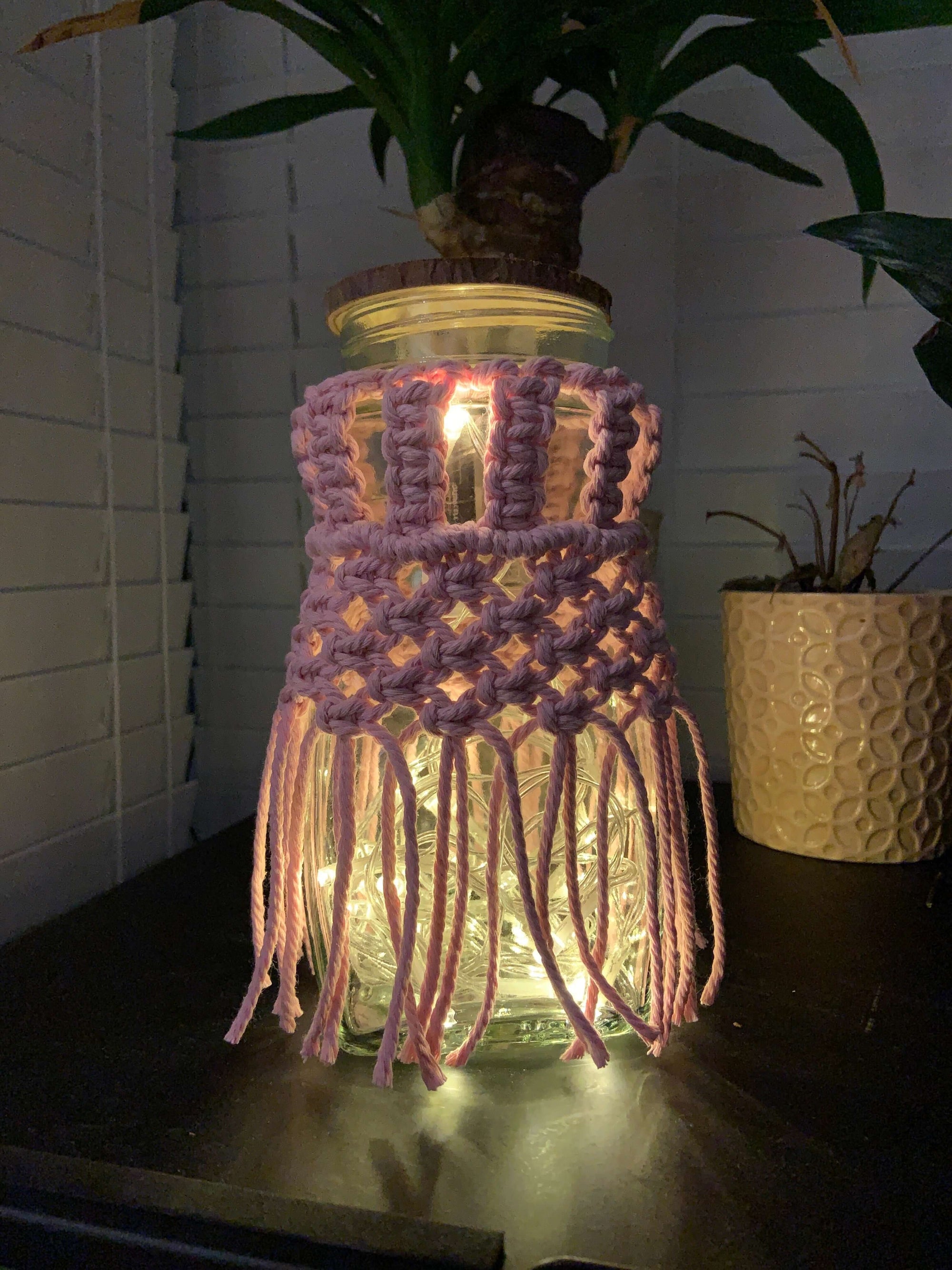 Woven Ember Macramé Lantern Jar – Handcrafted Boho Glow Light - StylishKnots