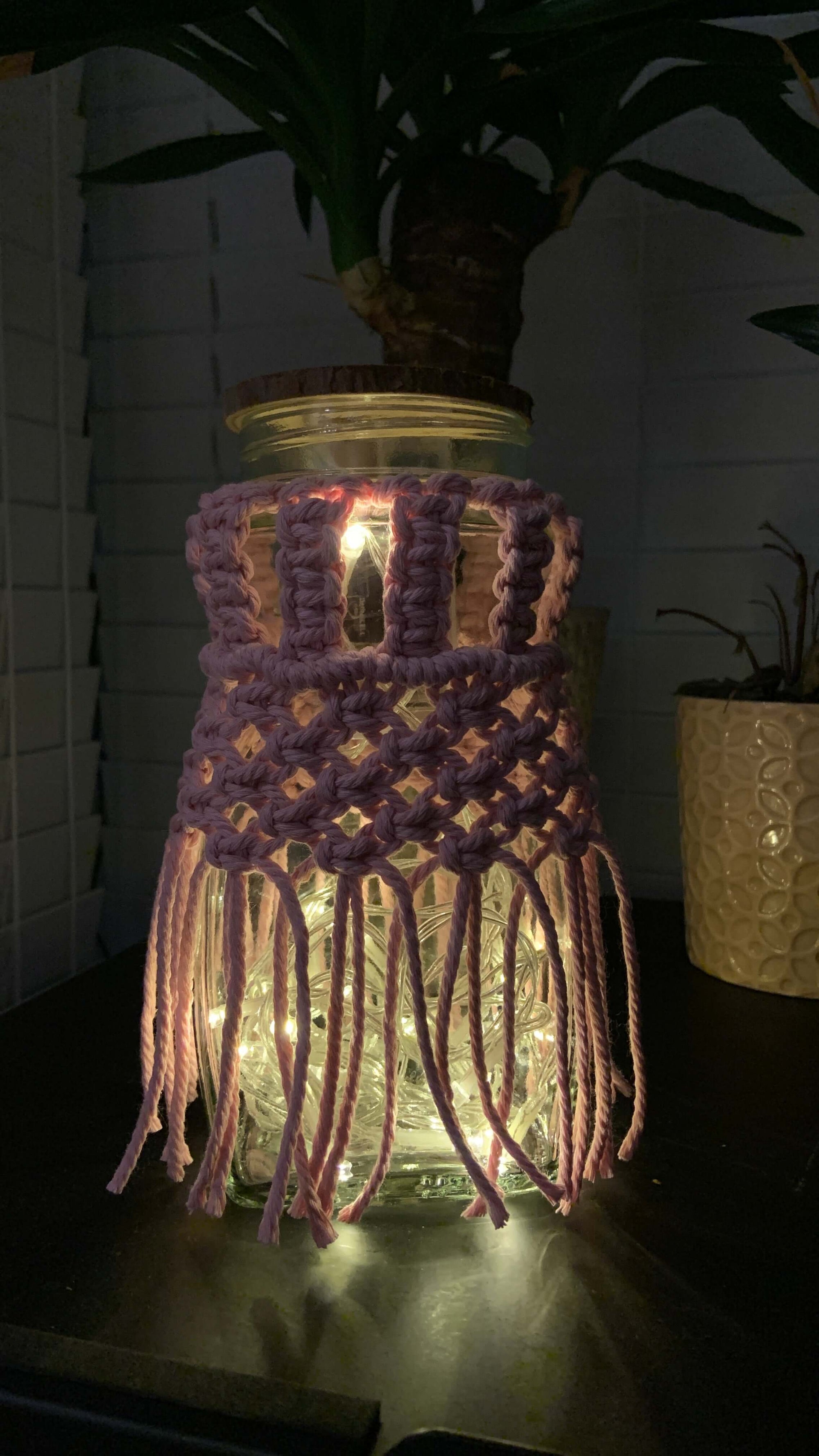 Woven Ember Macramé Lantern Jar – Handcrafted Boho Glow Light - StylishKnots