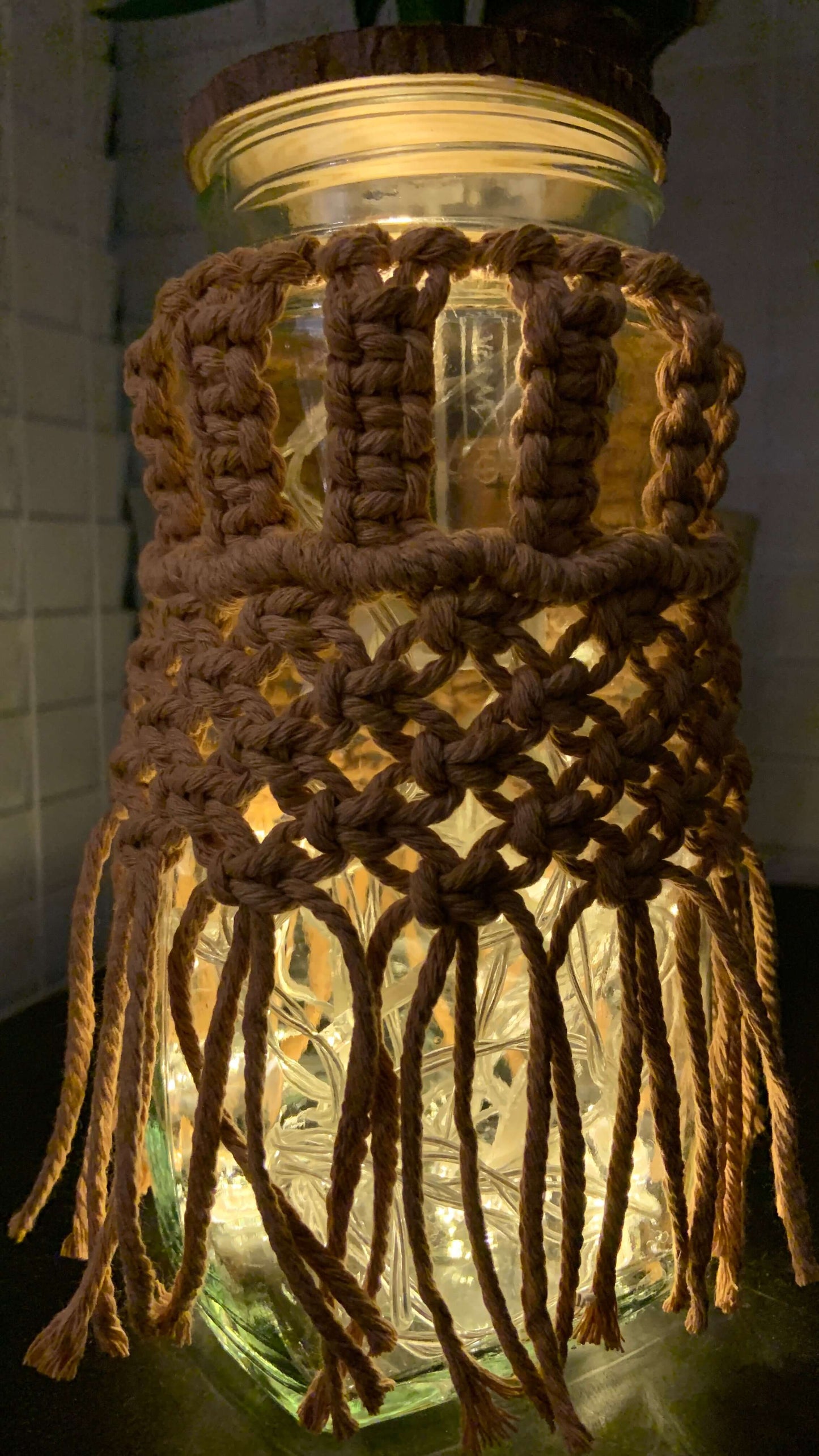 Woven Ember Macramé Lantern Jar – Handcrafted Boho Glow Light - StylishKnots