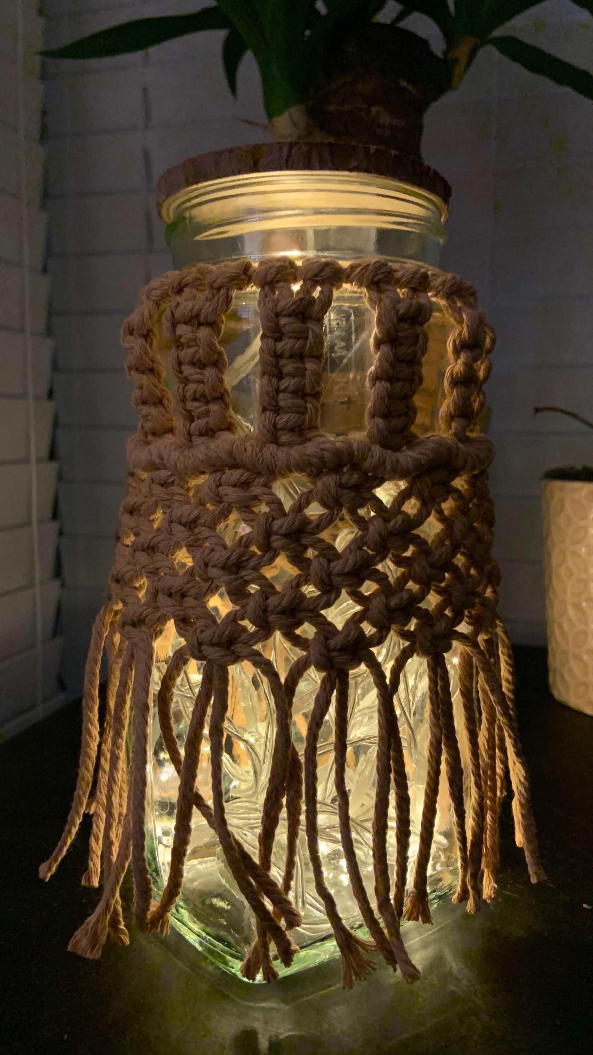 Woven Ember Macramé Lantern Jar – Handcrafted Boho Glow Light - StylishKnots