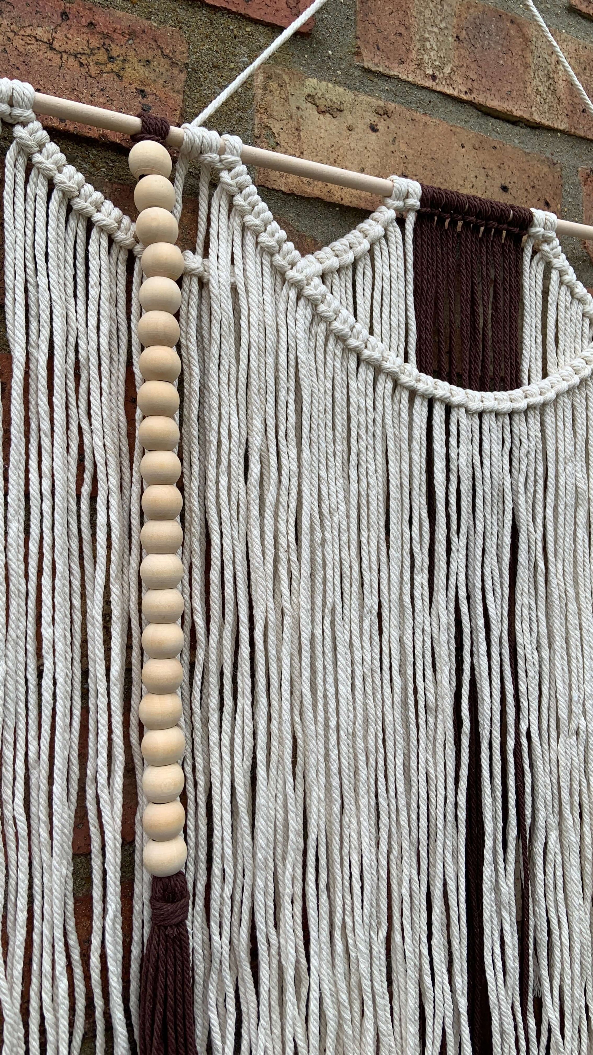 Boho Chic Macramé Wall Hanging with Wooden Beads - StylishKnots
