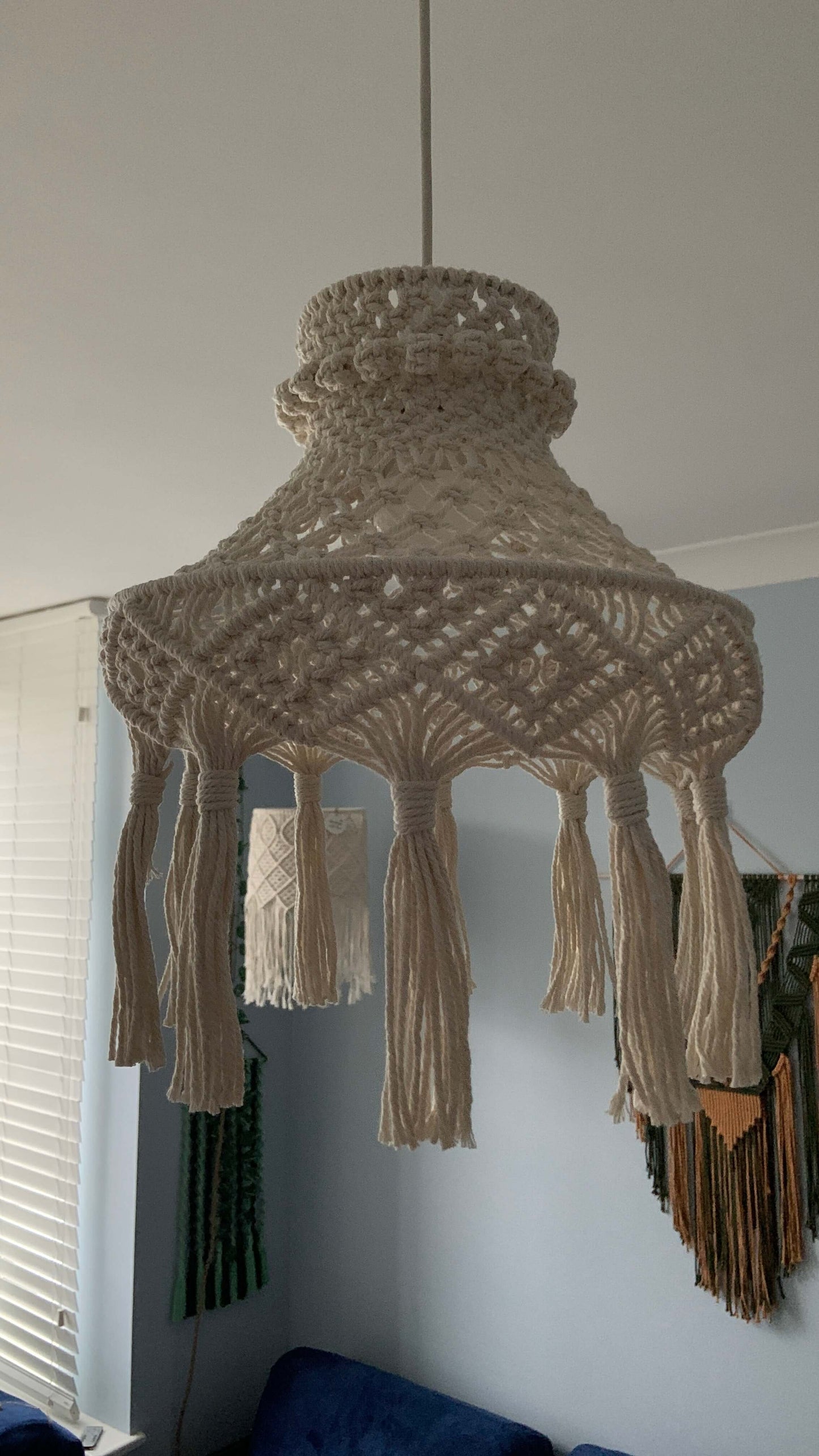 The Celestial Bloom – Handwoven Macramé Pendant Lampshade - StylishKnots