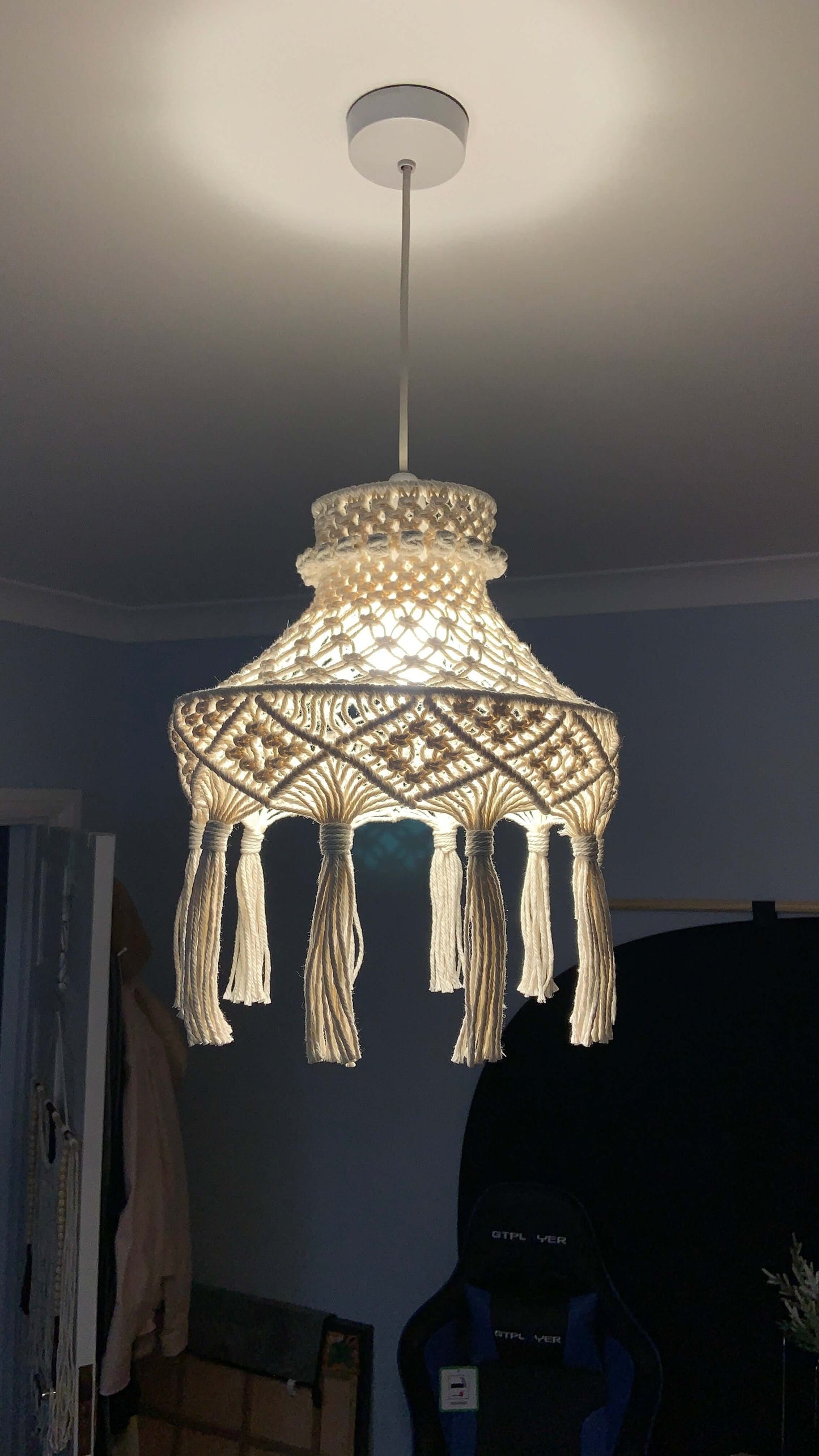 The Celestial Bloom – Handwoven Macramé Pendant Lampshade - StylishKnots