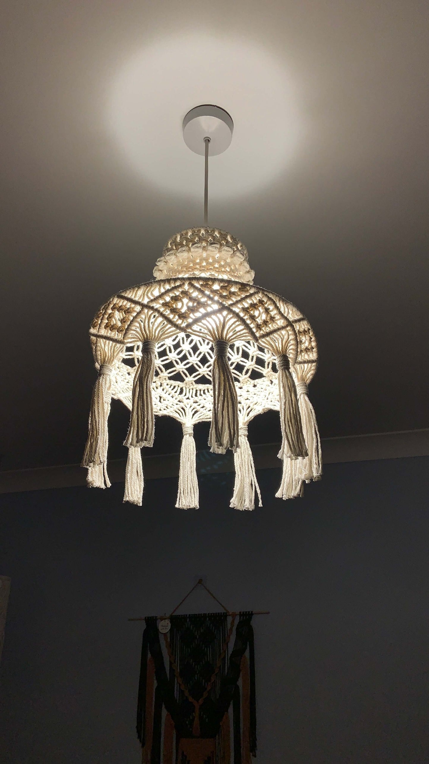 The Celestial Bloom – Handwoven Macramé Pendant Lampshade - StylishKnots