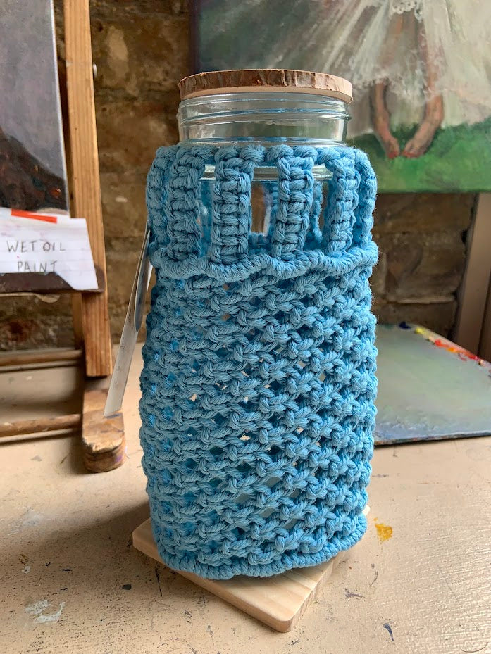 Diamond Glow Macrame Jar Lamp - Handcrafted Boho Lantern for Tranquil Spaces