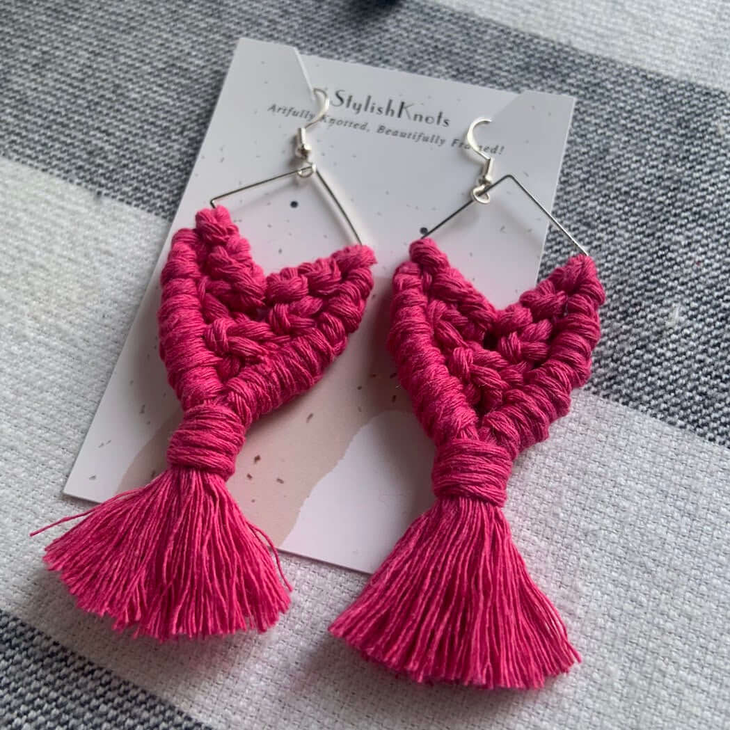 Heart Knot Macrame Earrings - StylishKnots