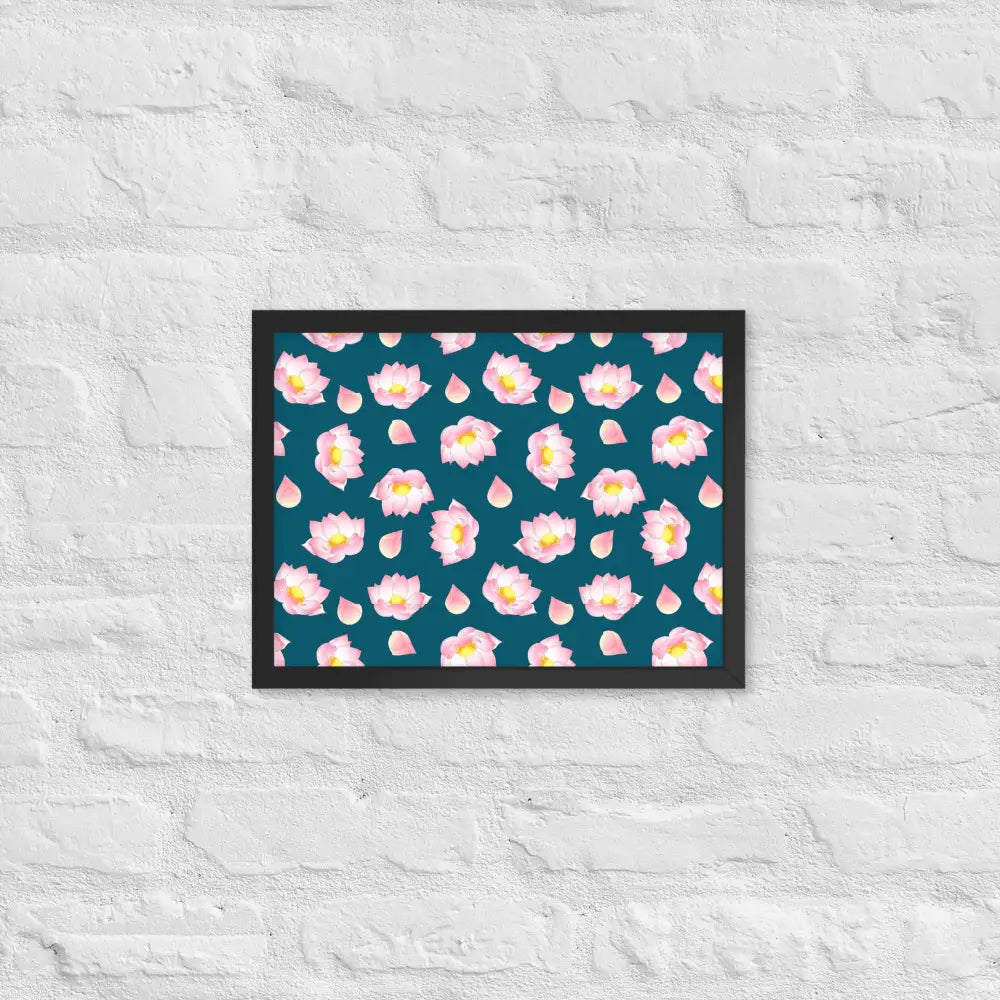 Blossoming Serenity Lotus Framed Poster - Black / 12″×16″