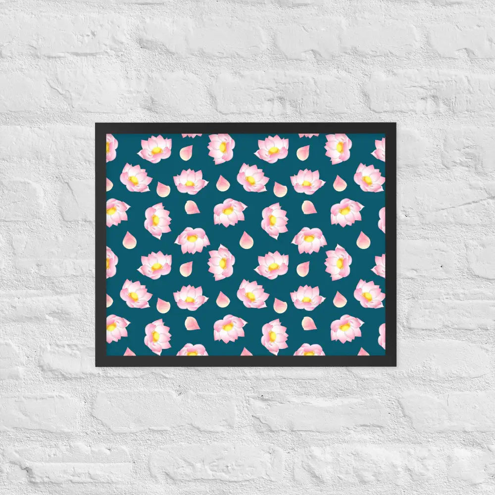 Blossoming Serenity Lotus Framed Poster - Black / 16″×20″