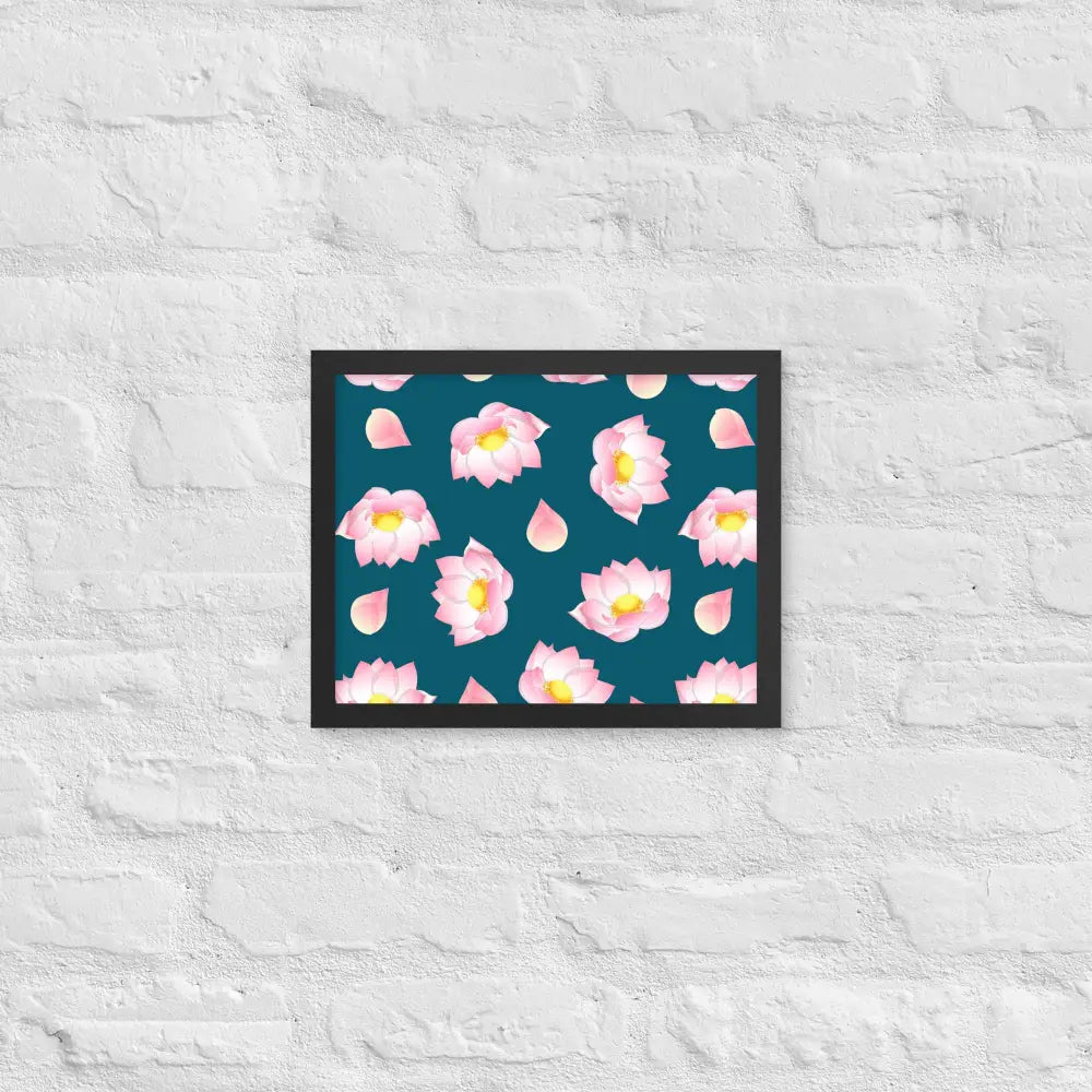 Blossoming Serenity Lotus Framed Poster - Black / 11″×14″