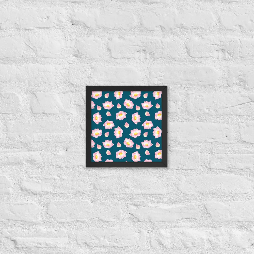Blossoming Serenity Lotus Framed Poster - Black / 10″×10″