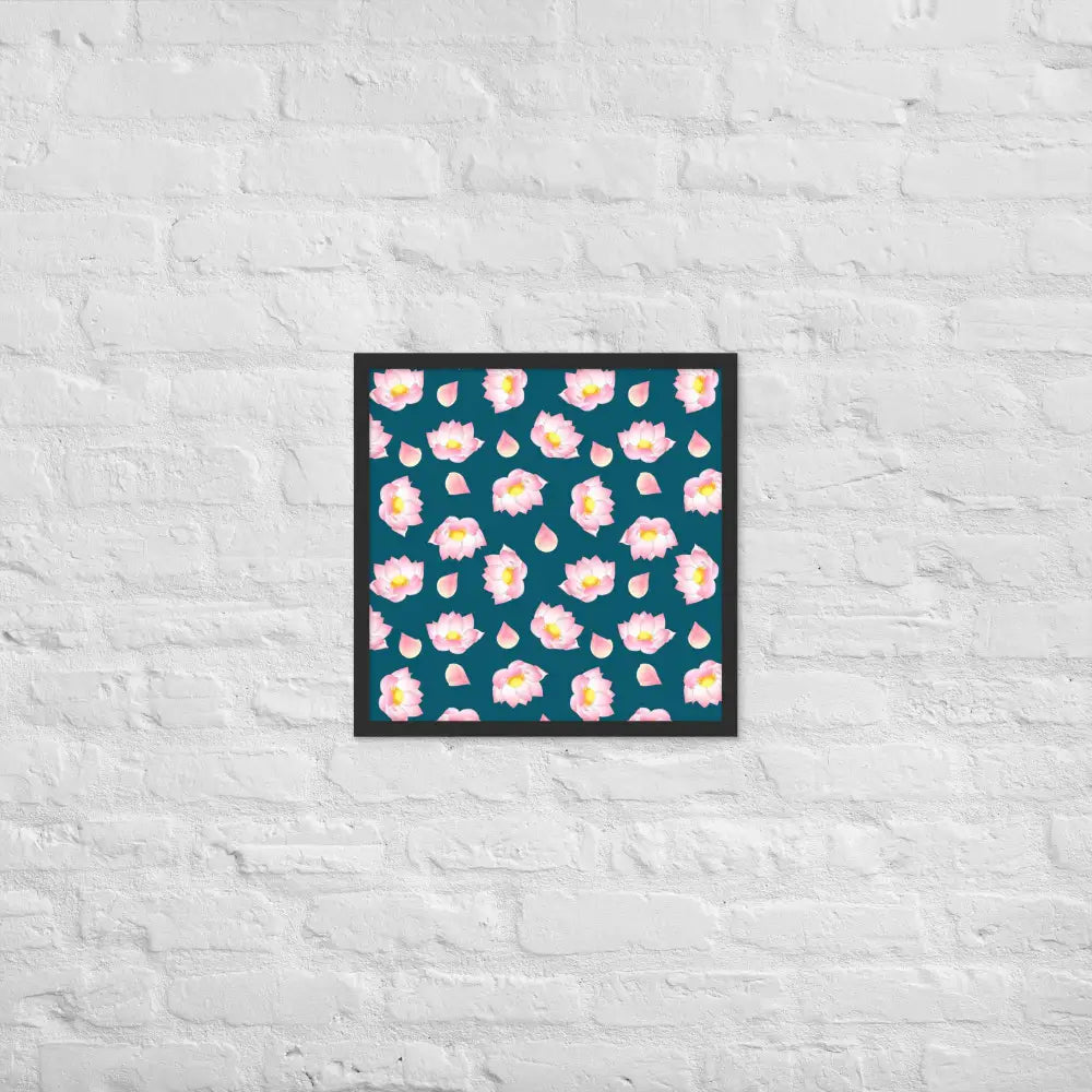 Blossoming Serenity Lotus Framed Poster - Black / 18″×18″