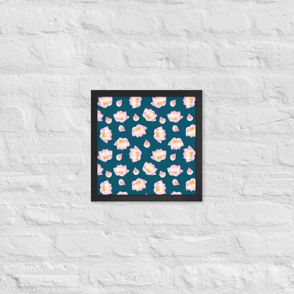 Blossoming Serenity Lotus Framed Poster - Black / 12″×12″