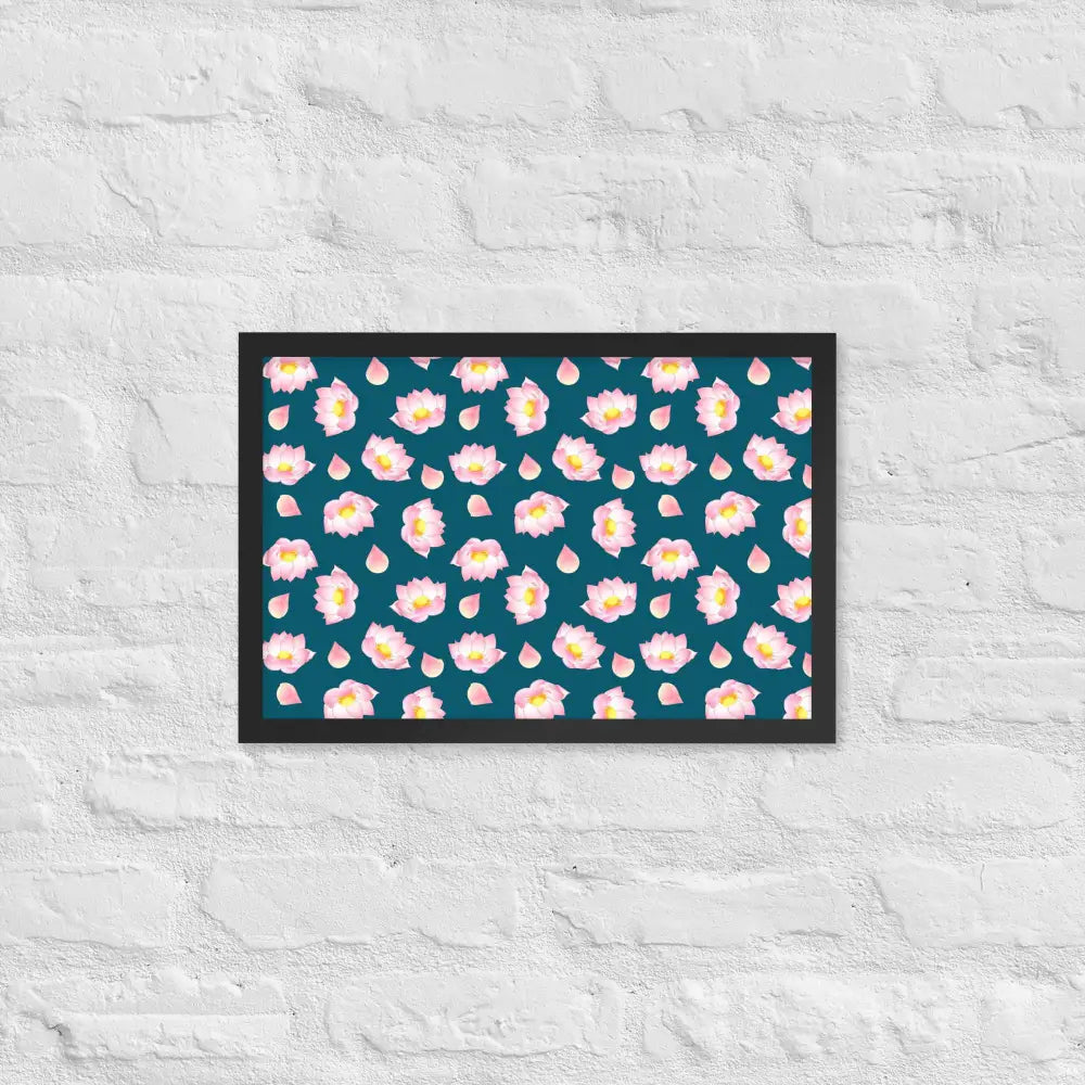 Blossoming Serenity Lotus Framed Poster - Black / 12″×18″