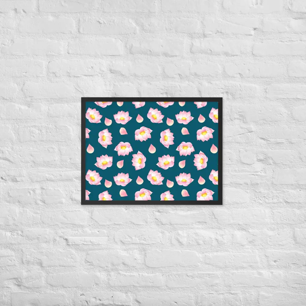 Blossoming Serenity Lotus Framed Poster - Black / 18″×24″