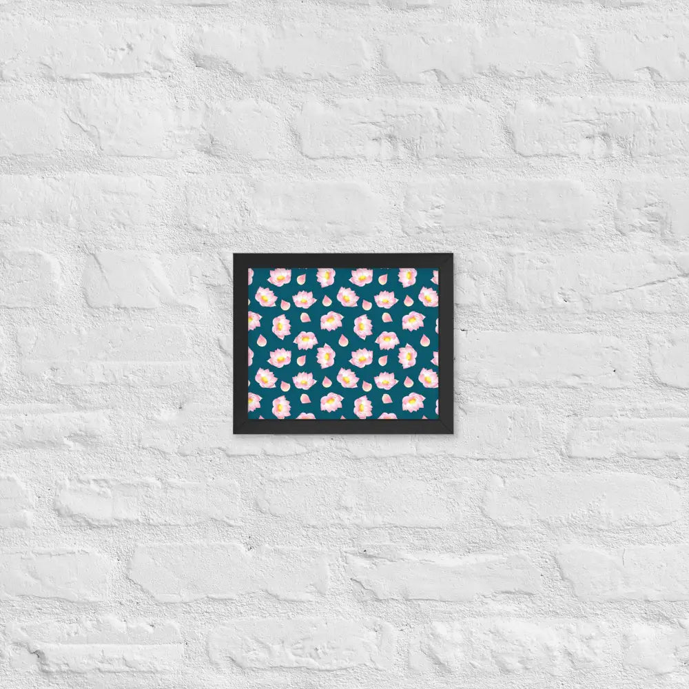 Blossoming Serenity Lotus Framed Poster - Black / 8″×10″