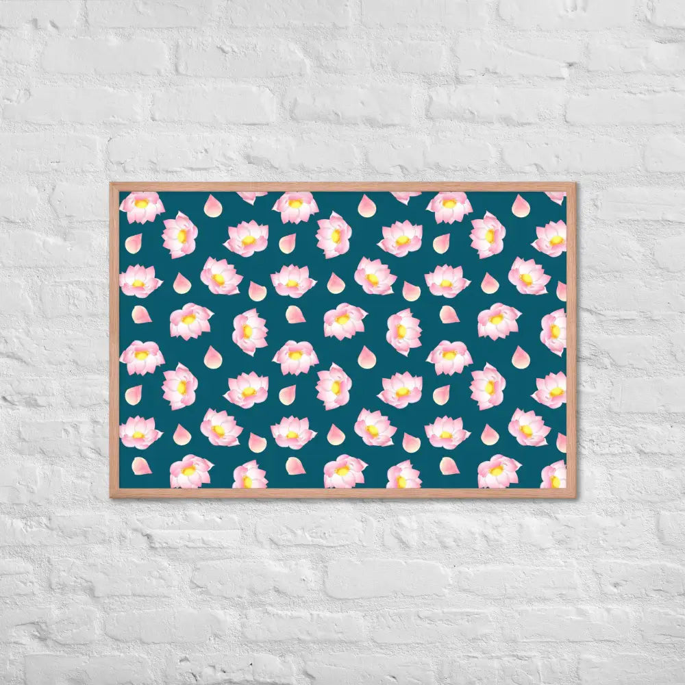 Blossoming Serenity Lotus Framed Poster - Red Oak / 24″×36″