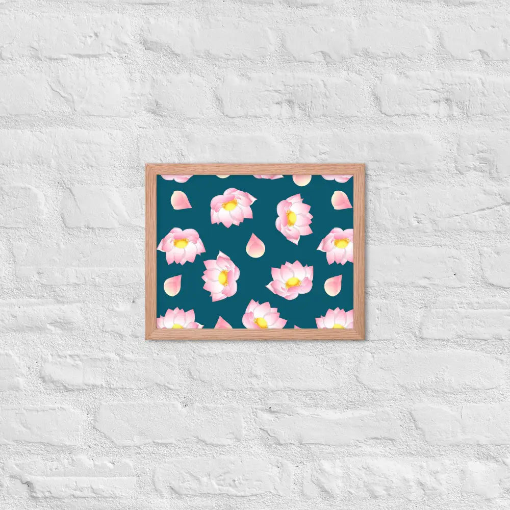 Blossoming Serenity Lotus Framed Poster - Red Oak / 11″×14″