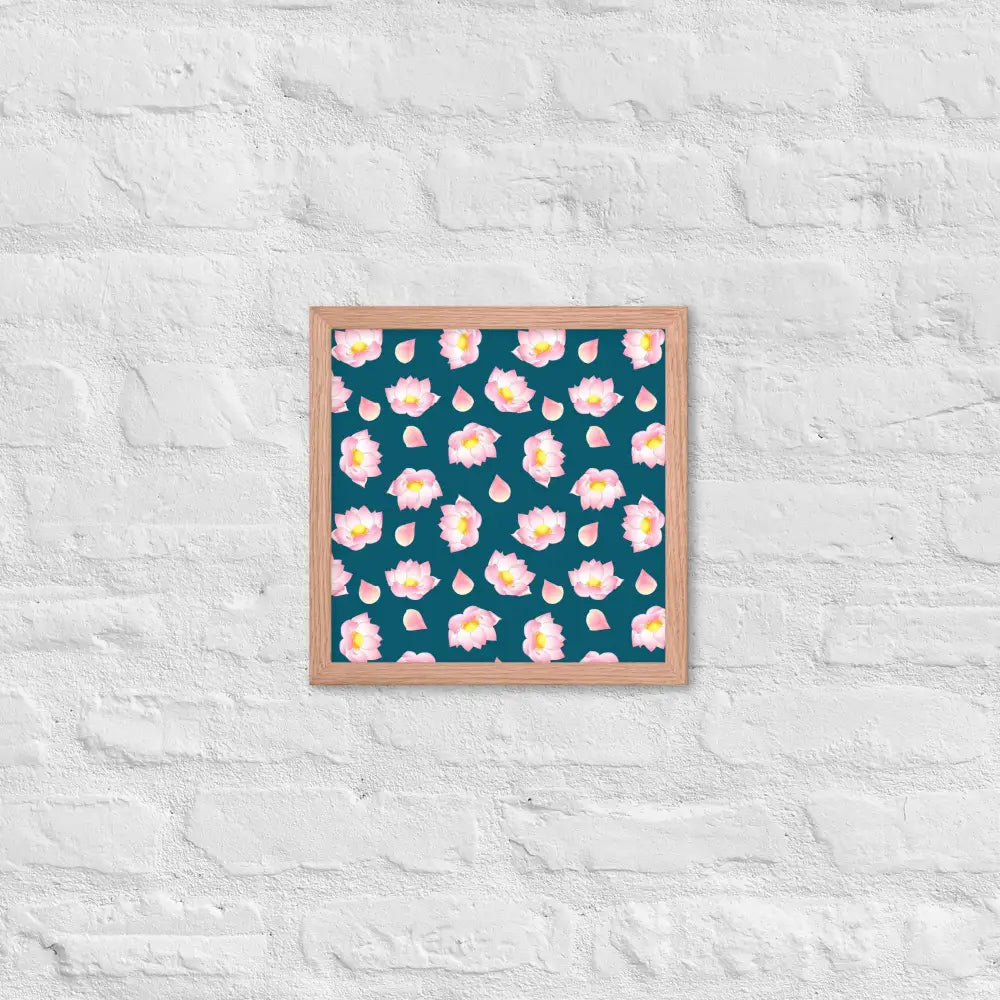 Blossoming Serenity Lotus Framed Poster - Red Oak / 12″×12″