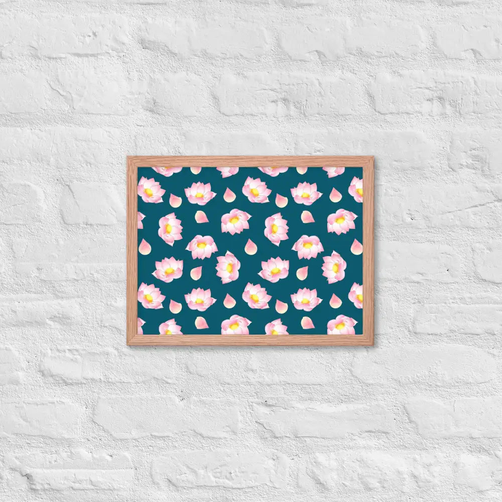 Blossoming Serenity Lotus Framed Poster - Red Oak / 12″×16″
