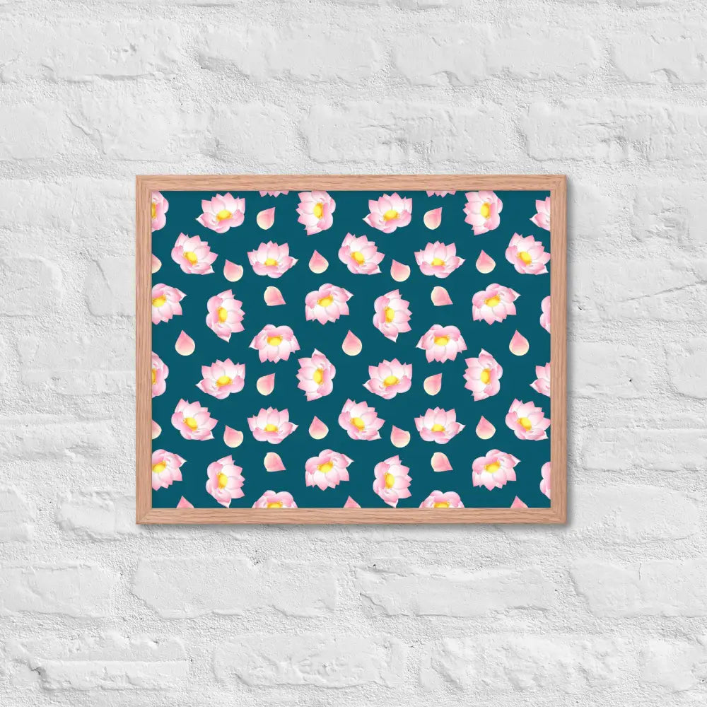 Blossoming Serenity Lotus Framed Poster - Red Oak / 16″×20″