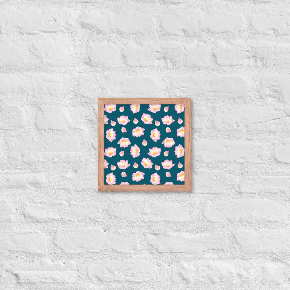 Blossoming Serenity Lotus Framed Poster - Red Oak / 10″×10″