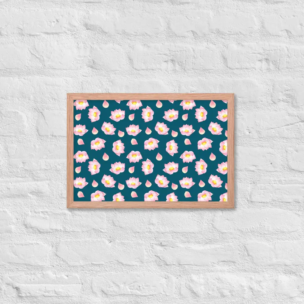 Blossoming Serenity Lotus Framed Poster - Red Oak / 12″×18″