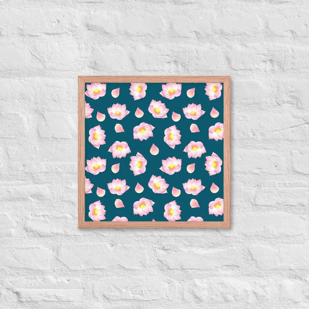 Blossoming Serenity Lotus Framed Poster - Red Oak / 16″×16″