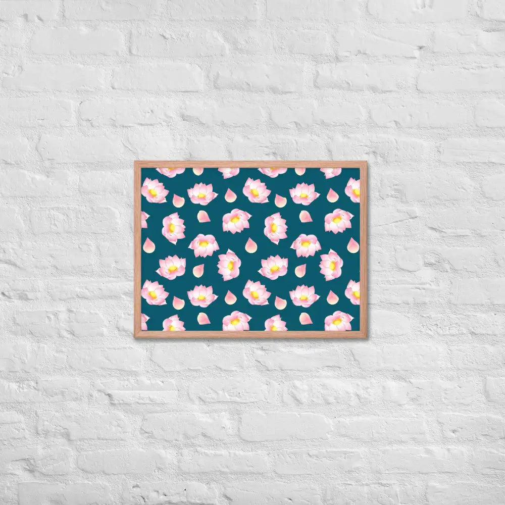 Blossoming Serenity Lotus Framed Poster - Red Oak / 18″×24″