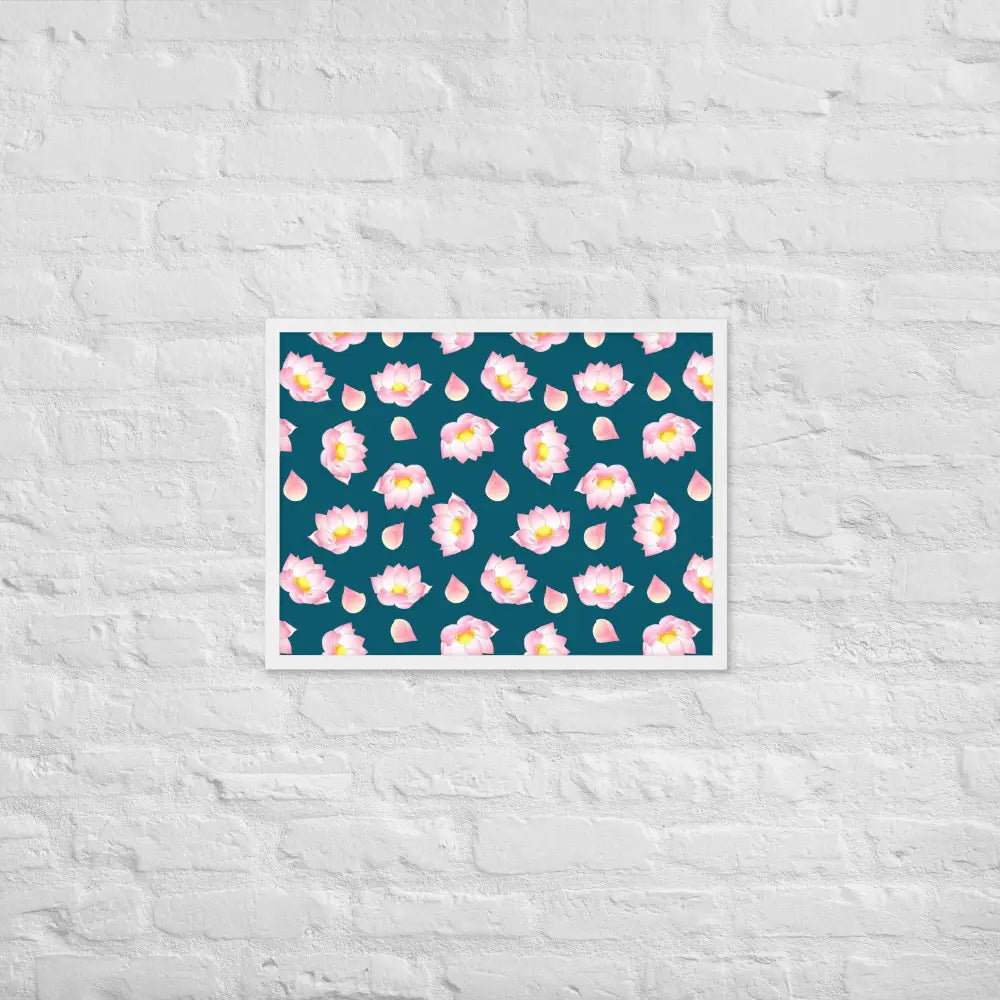 Blossoming Serenity Lotus Framed Poster - White / 18″×24″