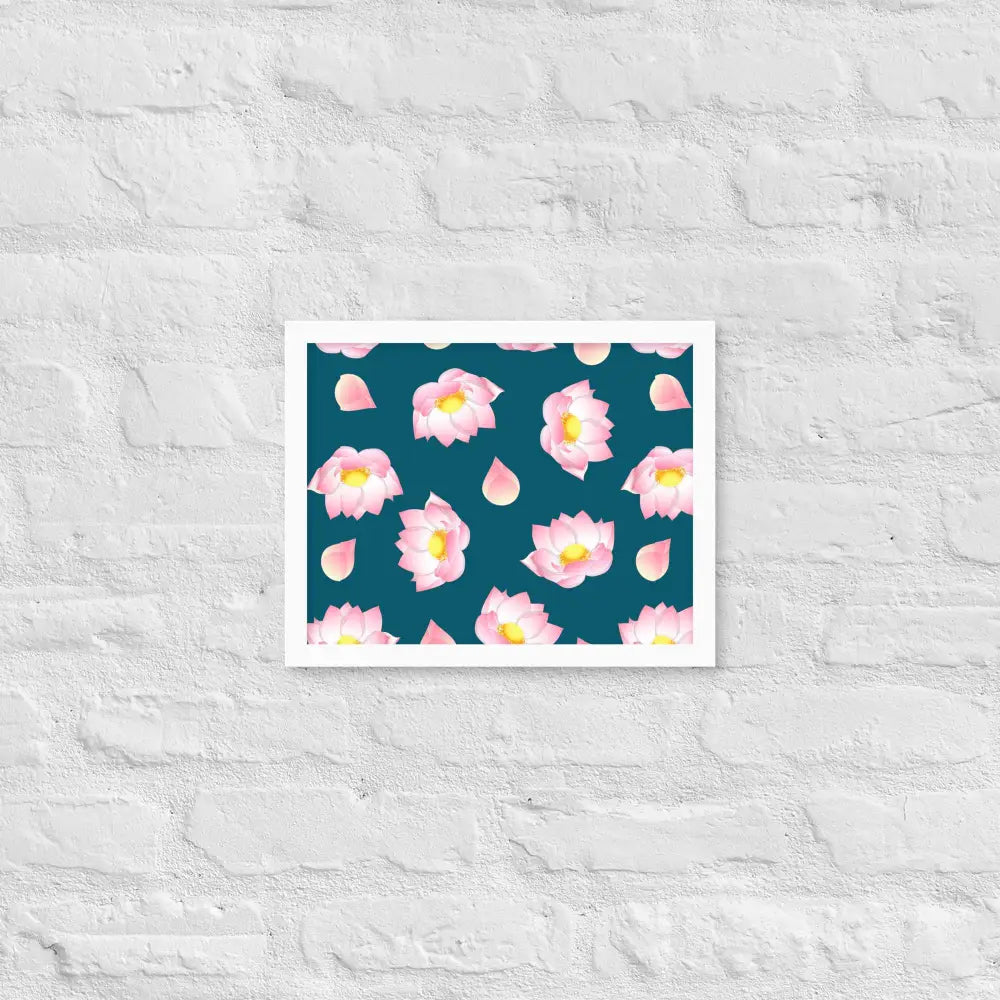 Blossoming Serenity Lotus Framed Poster - White / 11″×14″