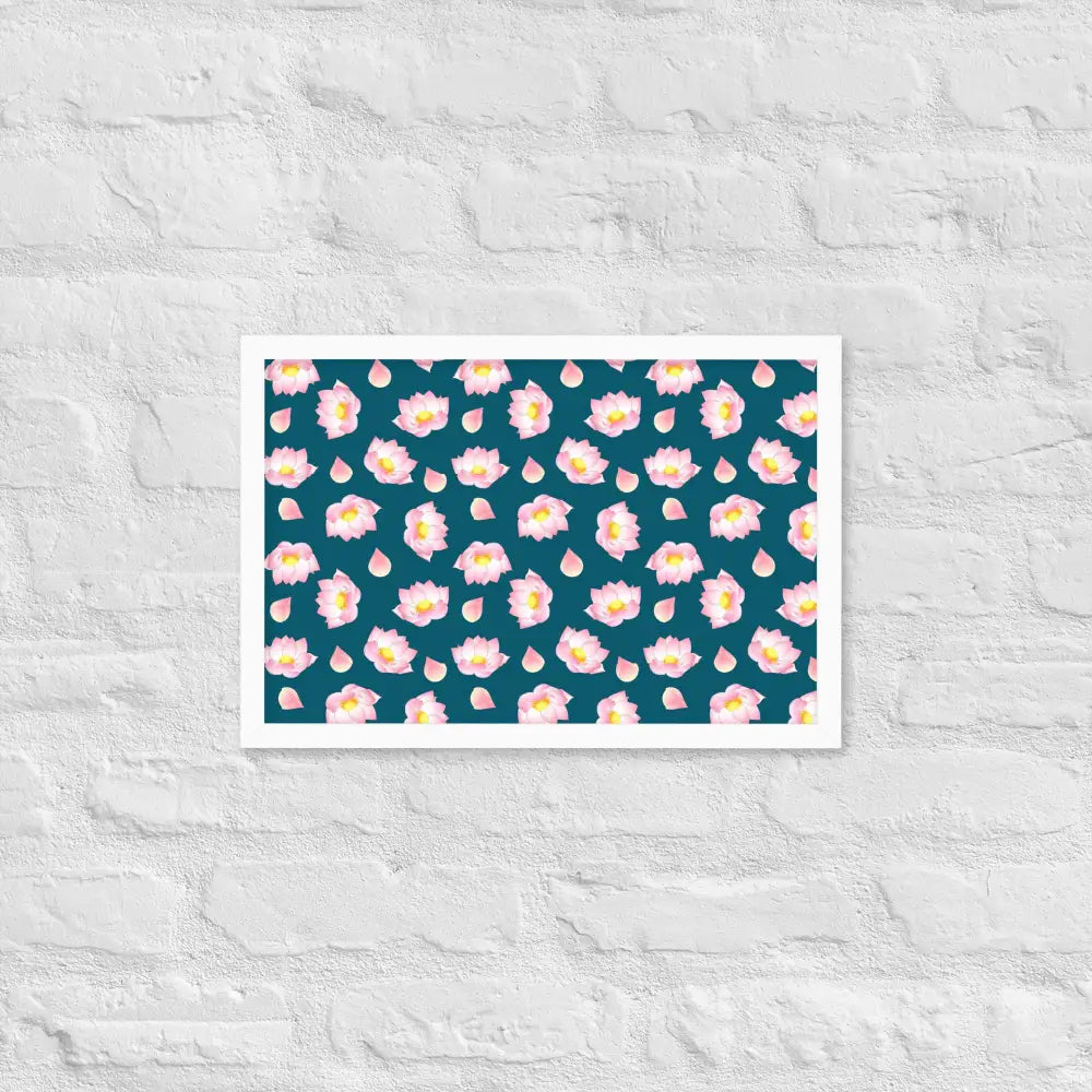 Blossoming Serenity Lotus Framed Poster - White / 12″×18″
