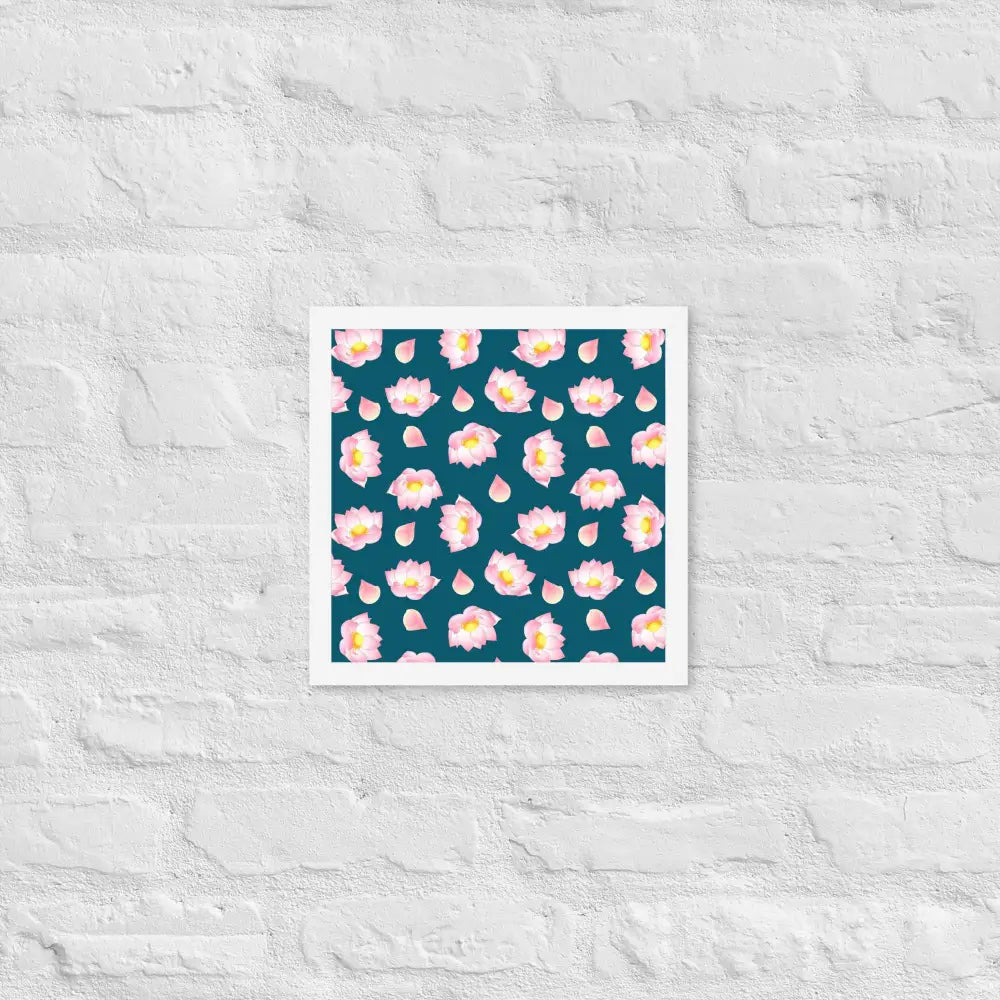 Blossoming Serenity Lotus Framed Poster - White / 12″×12″