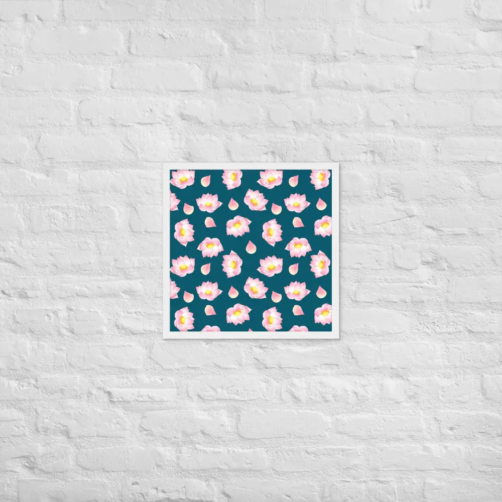 Blossoming Serenity Lotus Framed Poster - White / 18″×18″