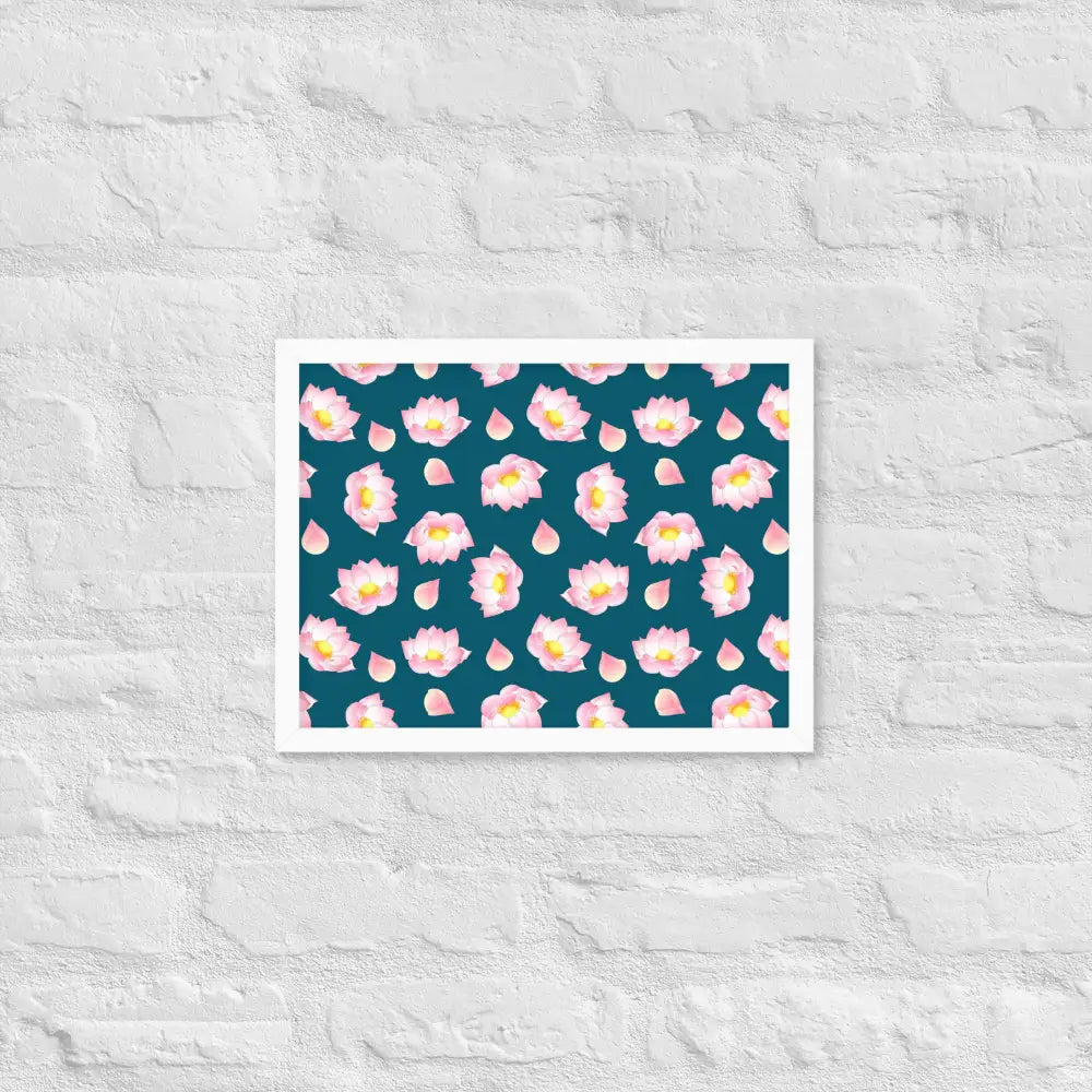 Blossoming Serenity Lotus Framed Poster - White / 12″×16″