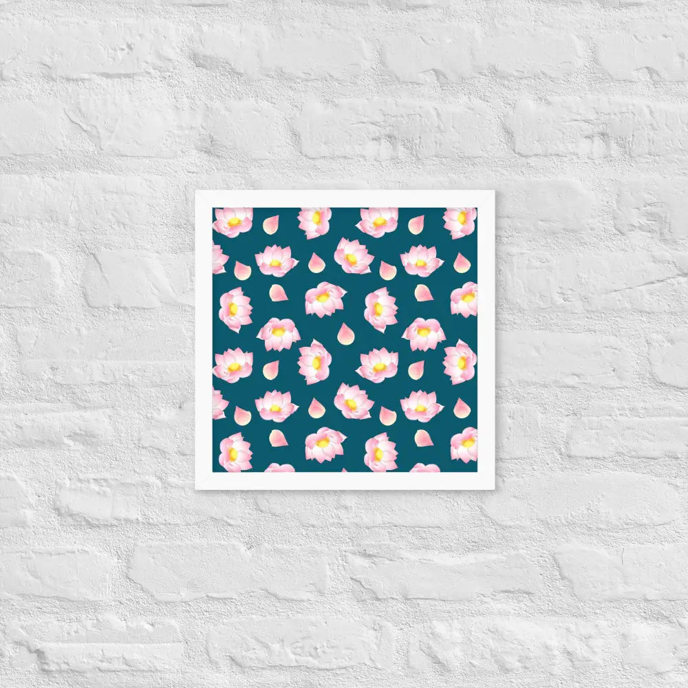 Blossoming Serenity Lotus Framed Poster - White / 14″×14″