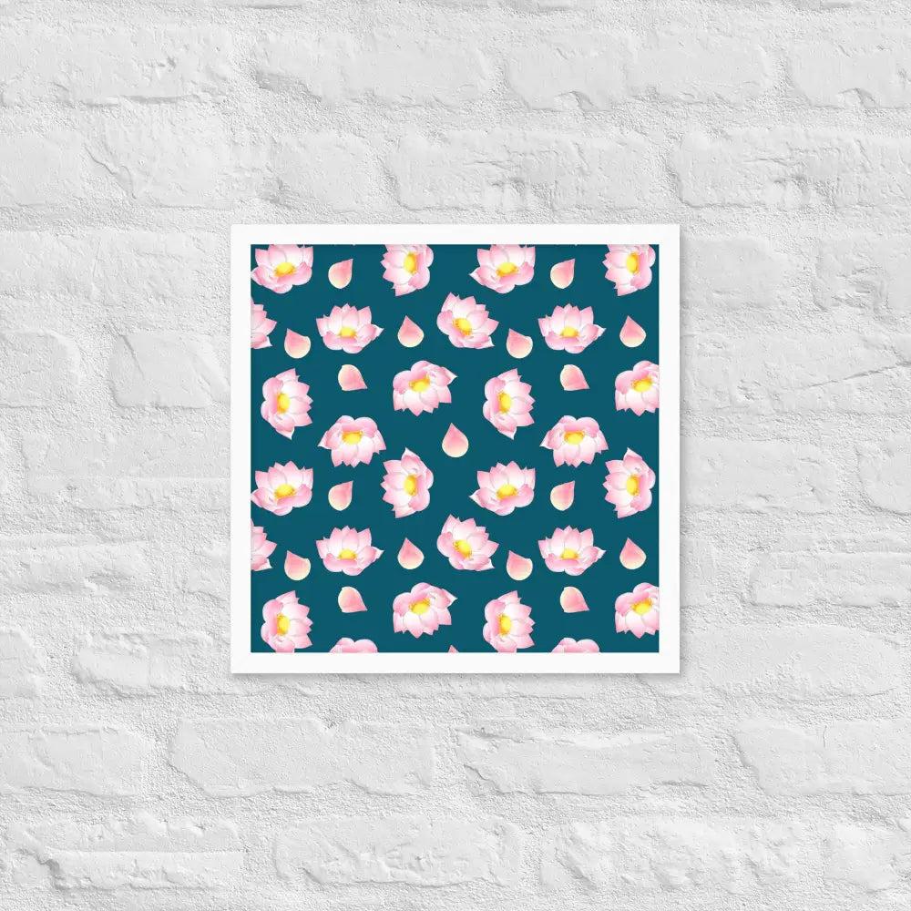 Blossoming Serenity Lotus Framed Poster - White / 16″×16″