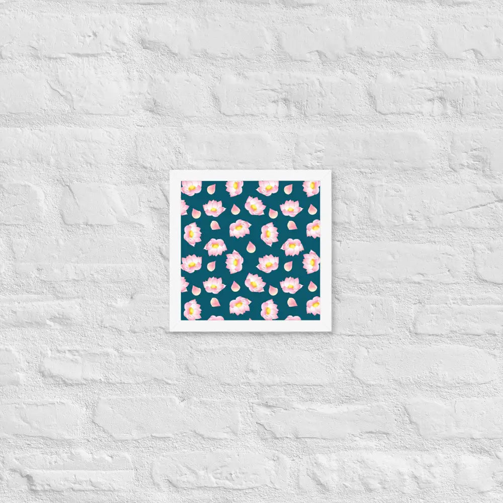 Blossoming Serenity Lotus Framed Poster - White / 10″×10″