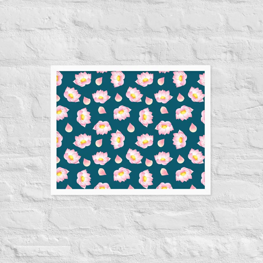 Blossoming Serenity Lotus Framed Poster - White / 16″×20″