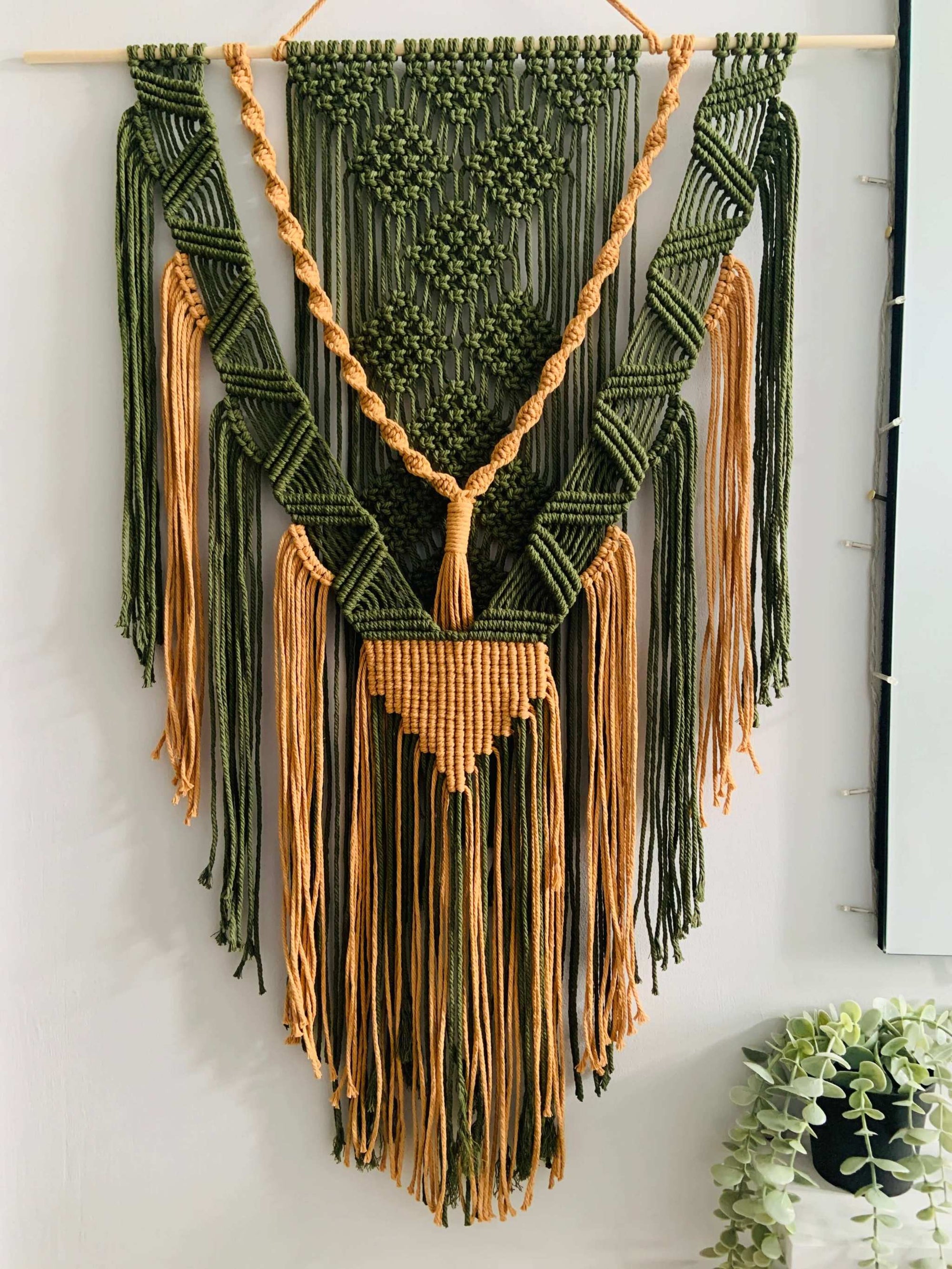 Dual-Tone Cascading Macrame Wall Hanging