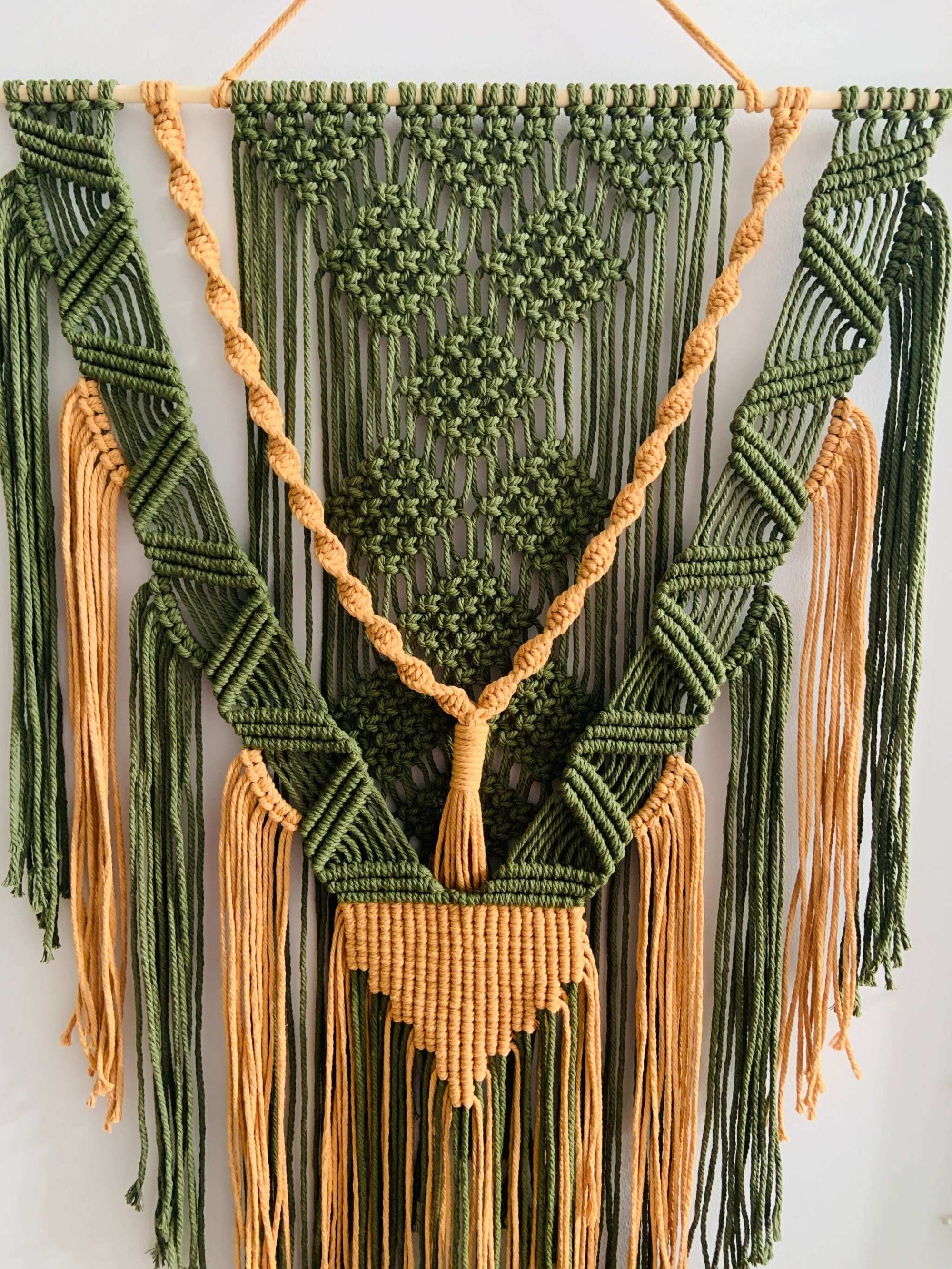 Dual-Tone Cascading Macrame Wall Hanging