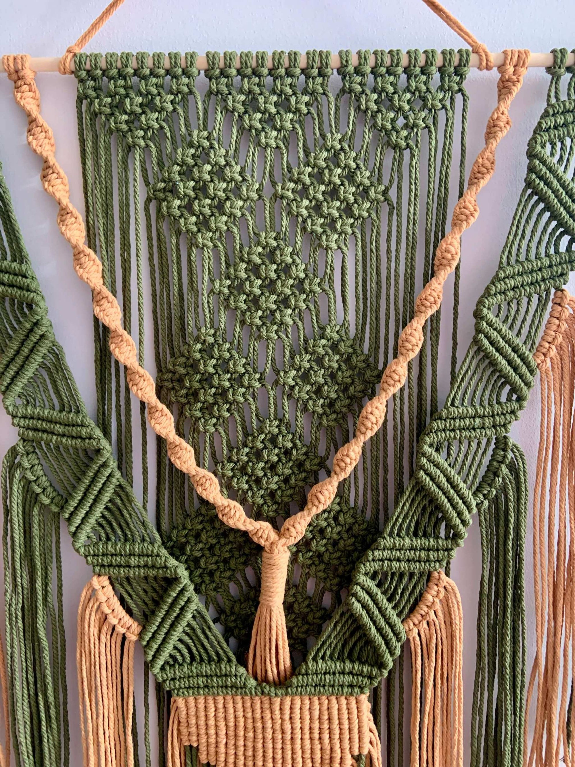 Dual-Tone Cascading Macrame Wall Hanging
