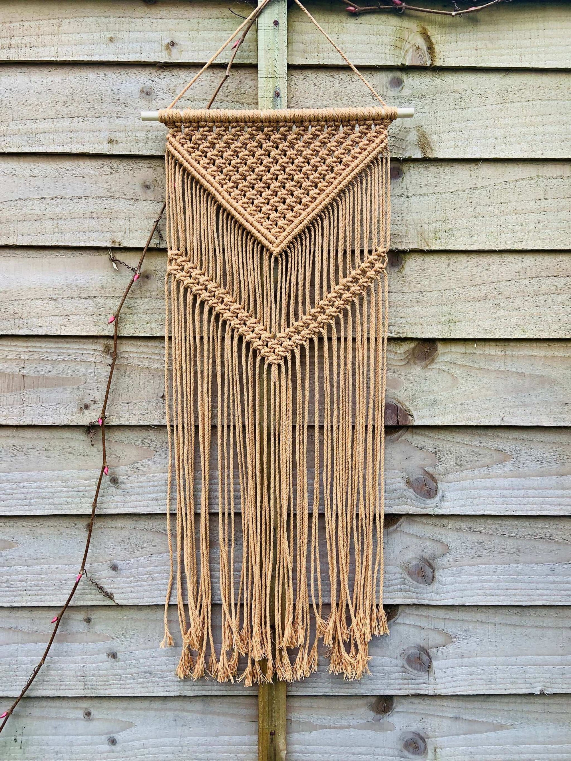 Earthen Tones Macrame Wall Hangings - Caramel - Hanging