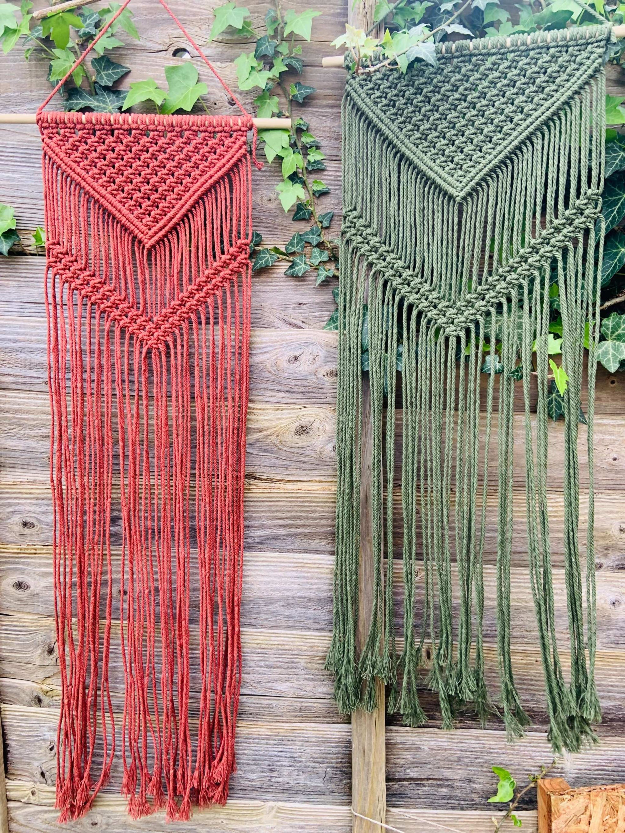 Earthen Tones Macrame Wall Hangings - Hanging