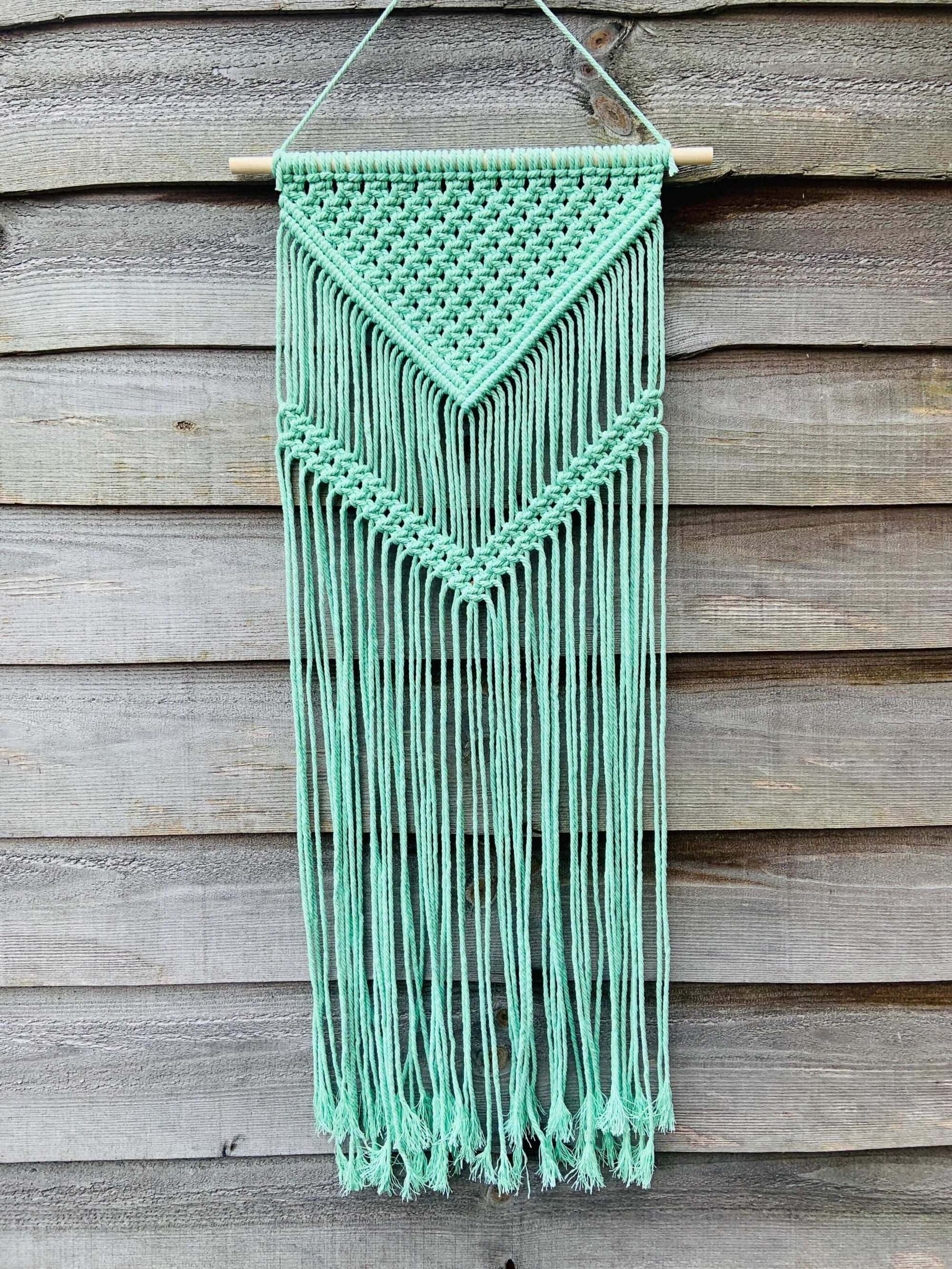 Earthen Tones Macrame Wall Hangings - Mint Green - Hanging