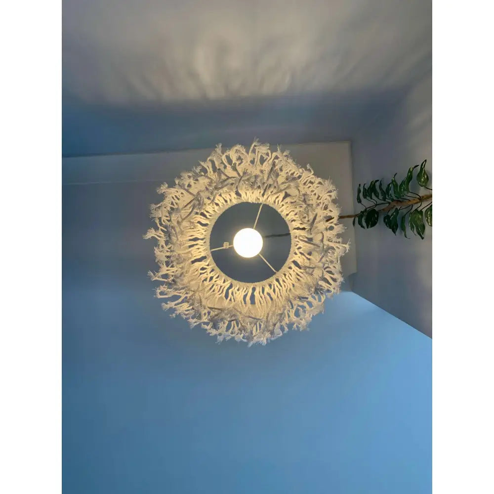 Frosty Fringe Macrame Pendant Shade - Lampshade