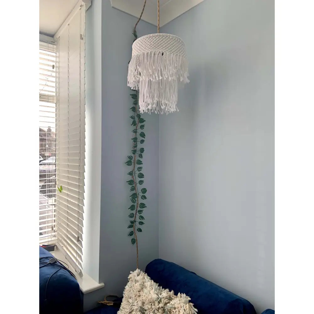 Frosty Fringe Macrame Pendant Shade - Lampshade