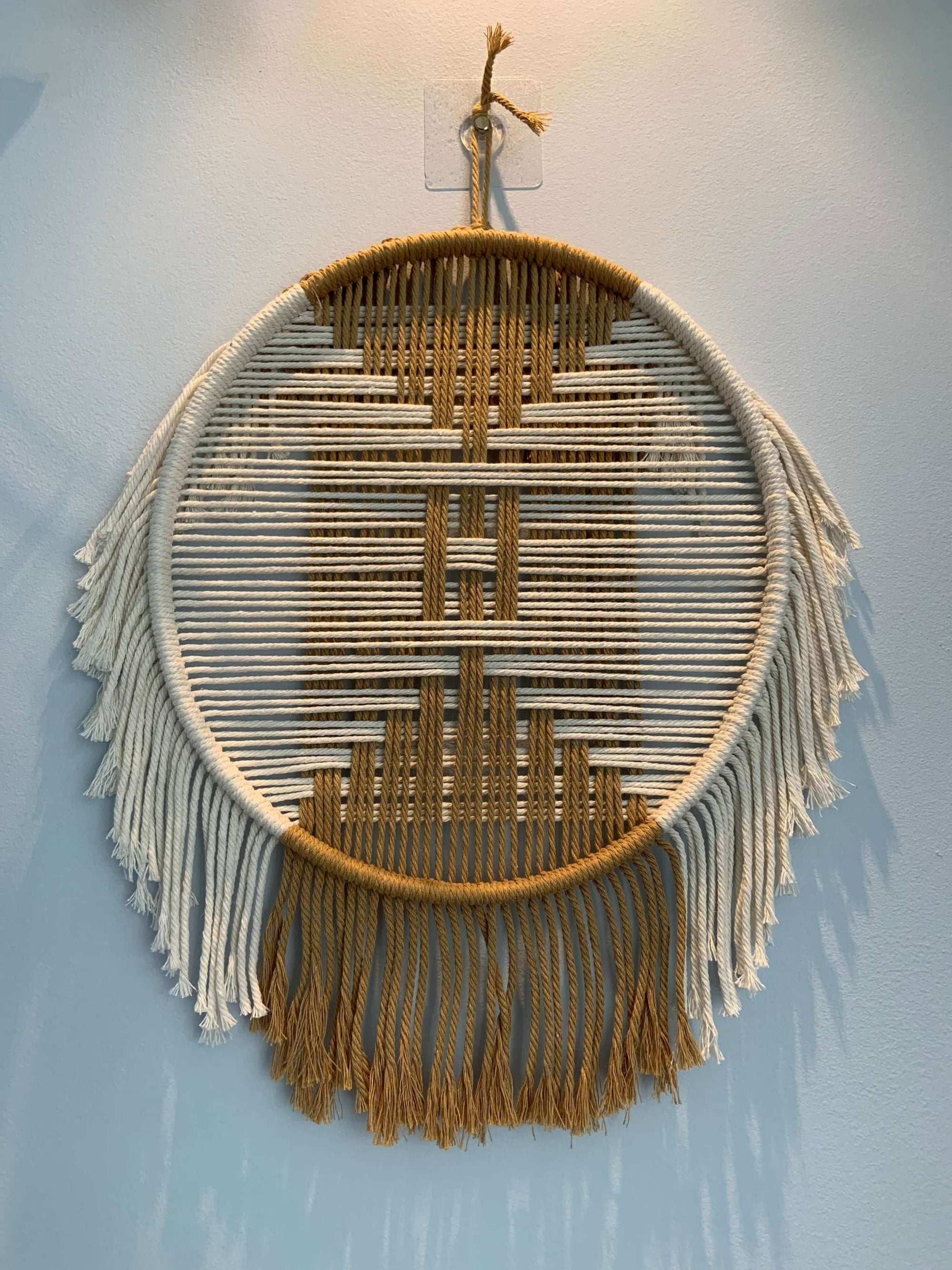 Golden Crescent Macrame Wall Hanging
